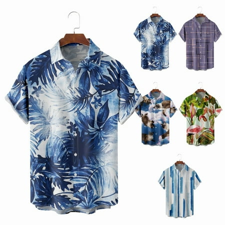 

Toddler Boys Short Sleeve Hawaii Shirts Front-Pocket Summer Clothing Apparel for Men Women