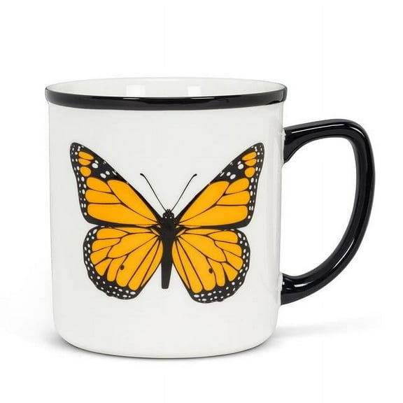 Abbott Collections AB-27-MONARCH-MUG 4.25 in. Monarch Butterfly Rimmed Mug, White & Orange