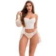 thumbnail image 4 of DARING DIVA Women's Lace Satin Low Rise Comfortable Smoothing Briefs XL Light Beige, 4 of 6