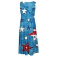 thumbnail image 4 of Savings A-Line Sundress for Women Independence Day Patriotic Dress Elastic High Waist Sun-Dress Loose Fitted Pleated Dresses Usa Flag Star Printed Dress Baggy Boho Holiday Party Outfits, 4 of 5