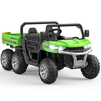 24V 2 Seater Kids Ride On UTV Dump Truck, 6-Wheel Electric Ride On Car with Tipping Trailer, Remote Control, Bluetooth Music, LED Lights, Shovel, and Durable Tires for Big Kids
