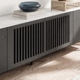 thumbnail image 4 of POVISON-Mid-Century Modern TV Stand with Sintered Stone, Minimalist Wood Media Console with Slatted Cabinet, Tall-Cast Metal Legs, Black Veneer, 70.87", 4 of 8