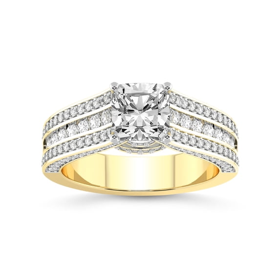3 Carat IGI Certified Cushion Shape Lab Grown Diamond Engagement Ring | 14K Yellow Gold | Idris Secret Halo Lab Diamond Ring | FG-VS1-VS2 Quality Friendly Diamonds