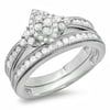 Dazzlingrock Collection 0.80 Carat (ctw) Sterling Silver Round Diamond Ladies Bridal Marquise Shape Promise Engagement Ring Set With Matching Band 3/4 CT, Size 8