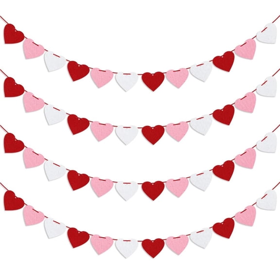 Valentine's Day Heart Banners Felt Hanging Semi-finished products Decorations for Valentine's Day Anniversary Wedding Party Decor