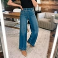 thumbnail image 5 of New Wide Leg Jeans For Women Seamed Front Wide Leg Jeans Solid Color Casual Fashion Trousers, 5 of 5