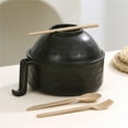 thumbnail image 3 of Microwave Ramen Bowl,Happon 40oz Ramen Bowl Set,Ramen Noodle Cooker with Lid and Handle,Ramen Noodles Bowl with Spoon and Fork for Home Office Dorm Room College (Black), 3 of 7