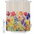 thumbnail image 2 of Colorful Tulip Waterproof Fabric Shower Curtain,Spring Floral Watercolor Botanical Rustic Waterproof Fabric Shower Curtain for Bathroom Curtains Bathtubs Shower Curtains with 12 Hooks Stall 48x72in, 2 of 8