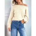 thumbnail image 5 of Knitted Cardigan Sweater Autumn Winter Long Sleeve Solid Lace Up Top Knitwear Female Outerwear Jacket Cream White S, 5 of 10