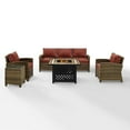 thumbnail image 4 of Crosley Furniture Bradenton 5 Piece Patio Fabric Fire Pit Sofa Set in Brown/Red, 4 of 9