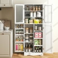 thumbnail image 2 of Costway Armoire de Garde-Manger de Cuisine de 63,5 Pouces de Hauteur avec Porte en Verre Étagères de Rangement Blanc, 2 of 10