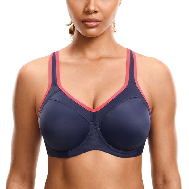 Sostén Deportivo SYROKAN con Espalda Racerback y Aros Talla 40DD Azul Marino