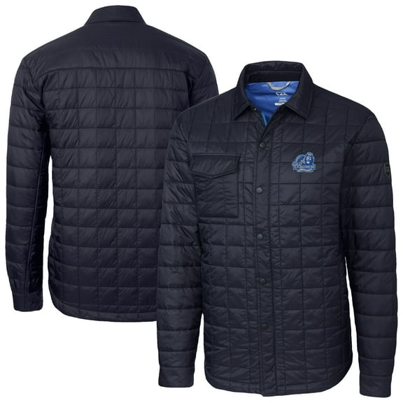 Men's-Cutter & Buck  Navy Old Dominion Monarchs Ranier Eco Insulated PrimaLoft Full-Snap Shacket