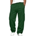 thumbnail image 2 of Hsovts Men's Heavyweight Fleece Cargo Sweatpants Loose Fit Open Bottom Cargo Pants Size S-5XL Dark Green L, 2 of 8