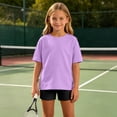 thumbnail image 2 of Cethrio Girls Outfit Sets Short Sleeve, Solid Color Summer 2 Piece T-shirts and Shorts Sets Purple Size 6, 2 of 8