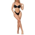 thumbnail image 2 of INSPIRE CHIC Lace Trim Push Up Bra for Women Plunge Underwire Full Coverage Bralette Cleavage Support Bras with Adjustable Straps Black 38 C, 2 of 4