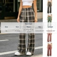 thumbnail image 4 of Women's Plaid Straight Leg High Waist Casual Pants, Polyester Pocket Loose Long Trousers, Fashion Summer Bottoms for Daily Shopping Home | TruHer,Green Free Size, 4 of 7