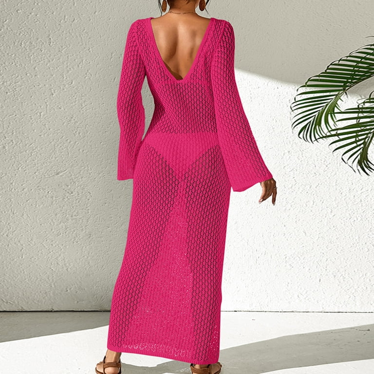 Oplxuo Women's Beach Crochet Cover Ups Summer Knit Hollow Out Long Sleeve Maxi Dress Mesh Bathing Suit Vacation Swimwear - Walmart.com Oplxuo Women's Beach Crochet Cover Ups Summer Knit Hollow Out Long Sleeve Maxi Dress Mesh Bathing Suit Vacation Swimwear - Walmart.com