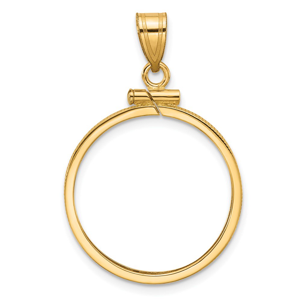 Finest Gold Wideband Distinguished Coin Jewelry 14K Polished 21.6 x 1.7 mm Screw Top Coin Bezel Pendant