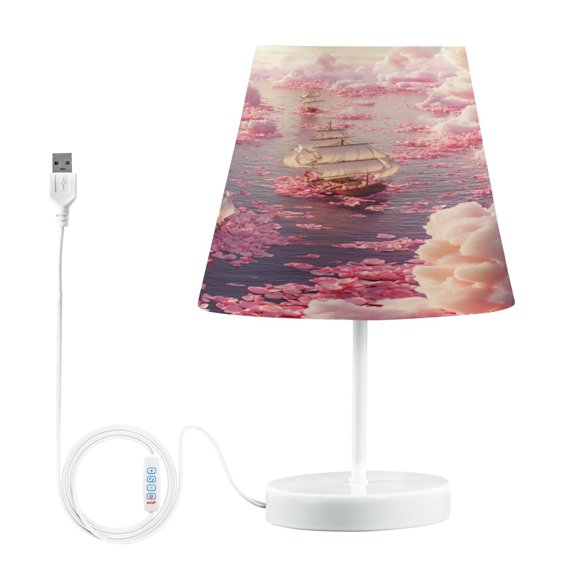 BZSMCE Table Lamp Creative Boat Of Flower Pattern Simple Pattern Night Light