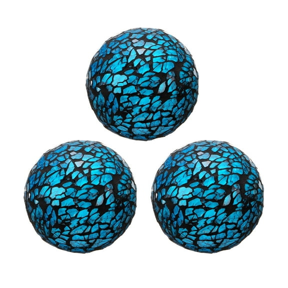 Uxcell 3Pcs Decorative Glass Balls 2.36 inch Orbs Centerpiece Balls Mosaic Glass Ball Sphere for Decor Bowls Vases Dining Table Party, Dark Blue