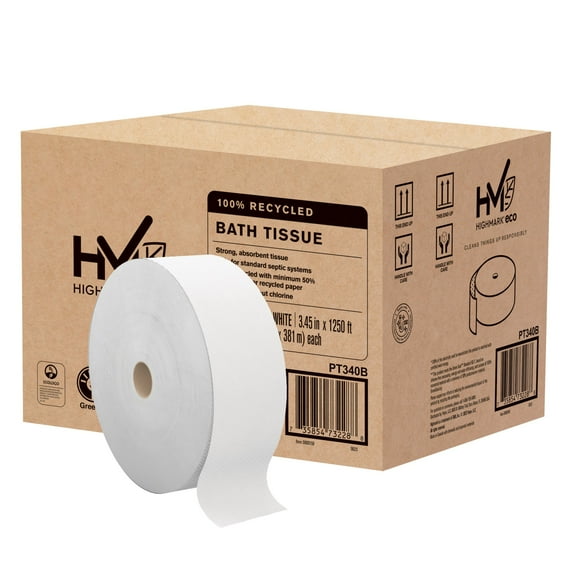 Highmark® ECO JRT  2-Ply Jumbo Toilet Paper, 1250' Per Roll, 100% Recycled, Pack Of 6 Rolls