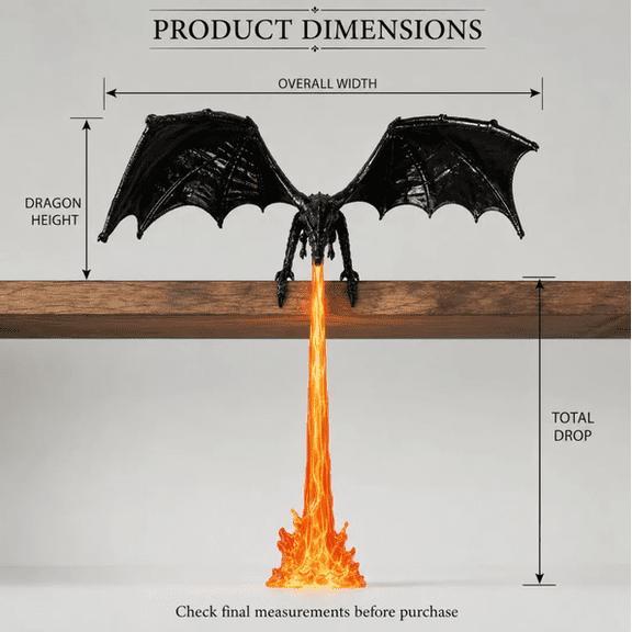 Dragon Shelf Light for Fantasy Book Lovers, Realistic Flame Effect Dragon Lighting, Novelty Clip-On Decor Perfect For Book Nooks And Themed Indoor Arrangement