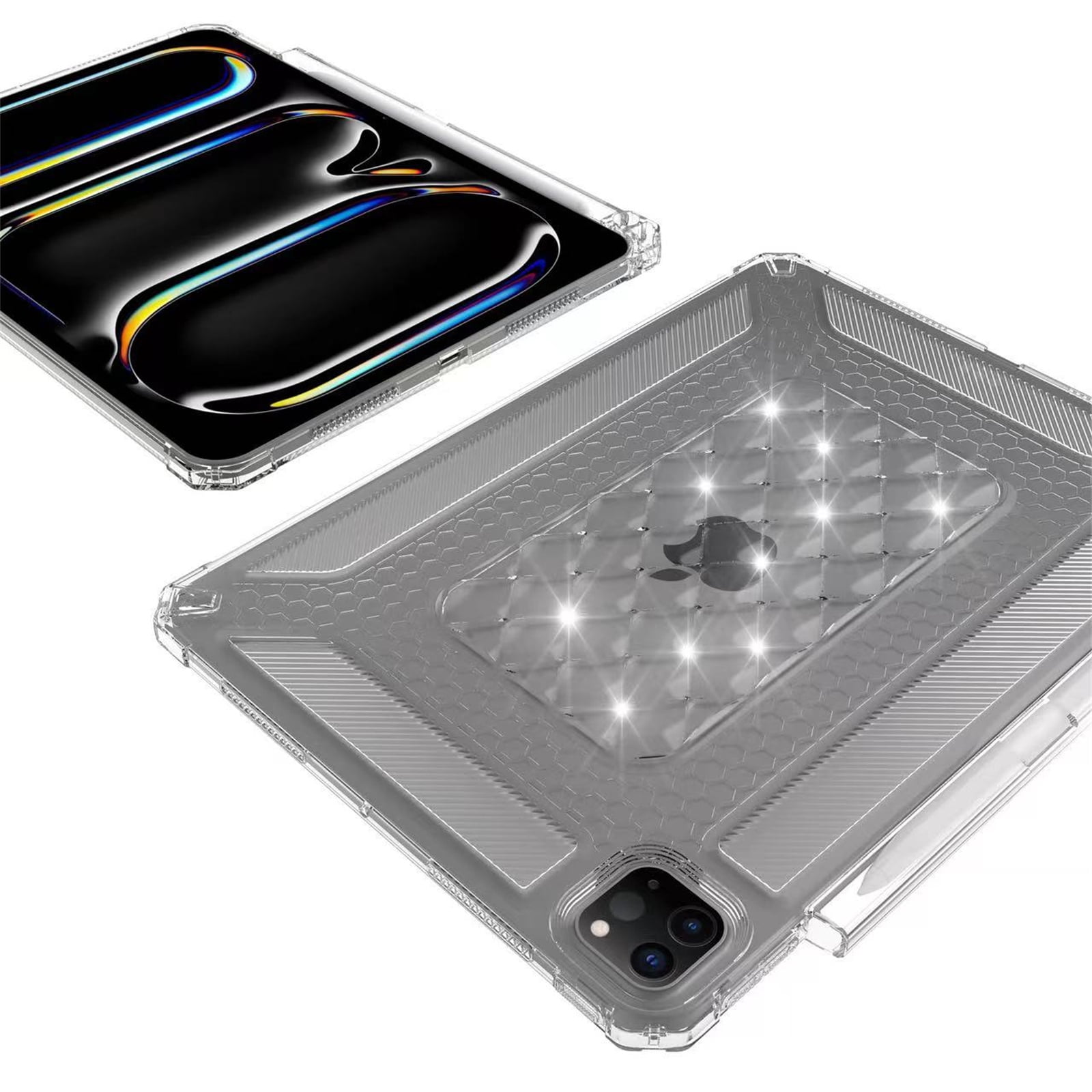 TECH CIRCLE for Apple iPad Pro 13-inch (M4/M5)  Slim Clear Back Cover Case with Pencil Holder Slot, Lightweight Protective Soft TPU Transparent Case, Crystal
