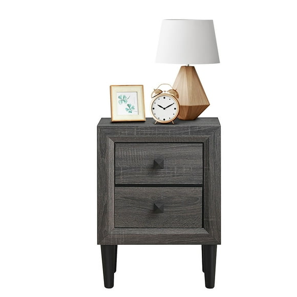 Topbuy Nightstand Beside Table W/Drawer Retro Grey Night Table House Furniture