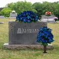 thumbnail image 2 of Sympathy Silks Artificial Cemetery Flowers Royal Blue Lilies and Daisies Saddle with 1 Bouquets with Sympathy Silks Plastic Grave Vase with Spikes, 2 of 5
