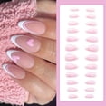 thumbnail image 4 of Uñas postizas de corazón de amor blanco y negro, uñas geométricas con forma de gota de agua, pegamento falso, uñas de gelatina en falso, 24 unids/caja, almendra francesa N J8N7, 4 of 5