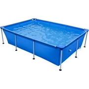 KUF Avenli 17818 8.5 x 6 x 2 Feet Outdoor Backyard Above Ground Rectangular Steel Frame Swimming Pool with Repair Kit for Kids and Adults, Blue