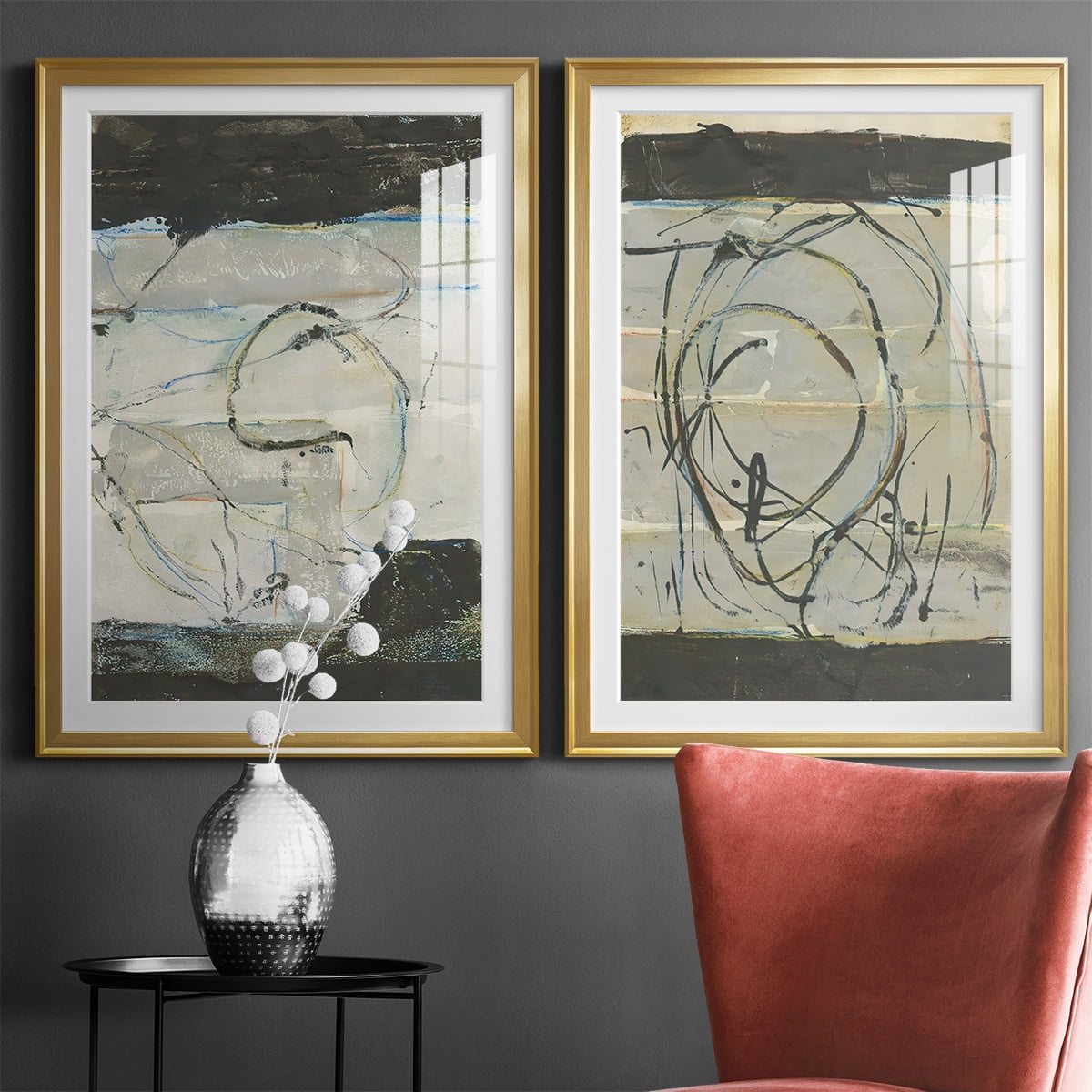 Wexford Home Continuing Energy I Premium Framed Print, 26.5" x 36.5" - Ready to Hang, Gold (Set of 2)