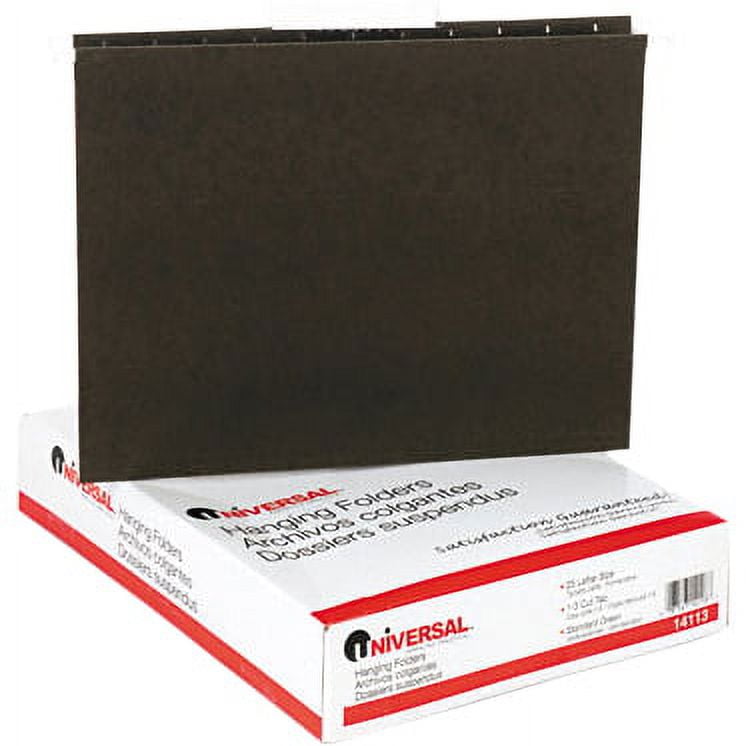 Universal UNV14113EE 1/3 Tab 11 Point Stock Hanging File Folders - Letter, Standard Green (25/Box)