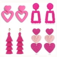 thumbnail image 1 of Pendientes de Barbie de color rosa y rojo con borlas geométricas colgantes, 1 of 5