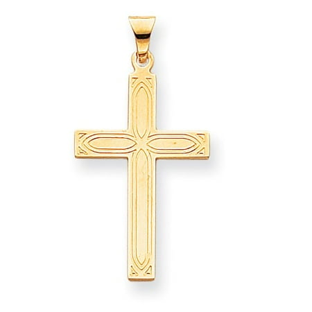 14k Yellow Gold Engravable Solid Latin Cross Pendant