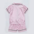 thumbnail image 4 of Ruyang Boys Girls Satin Shirts Set Classic Silk Short Sleeve Tshirt Bbutton Down Top Tees+Shorts Casual Summer Outfits, 4 of 4