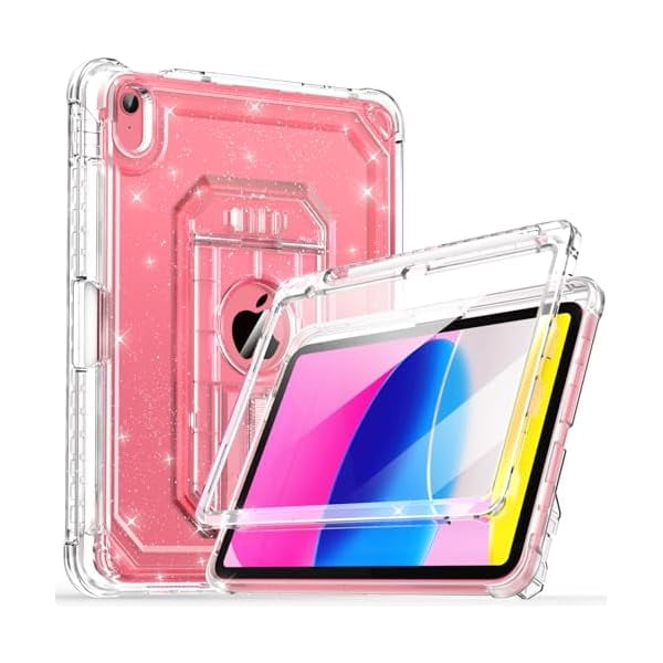 wonim11 Cantis Case for iPad A16 11 Inch 2025/ iPad 10th Generation 2022 (10.9 inch) with Screen Protector & Pencil Holder, 11th Generation Case with Larger Stable Stand, Clear Glitter