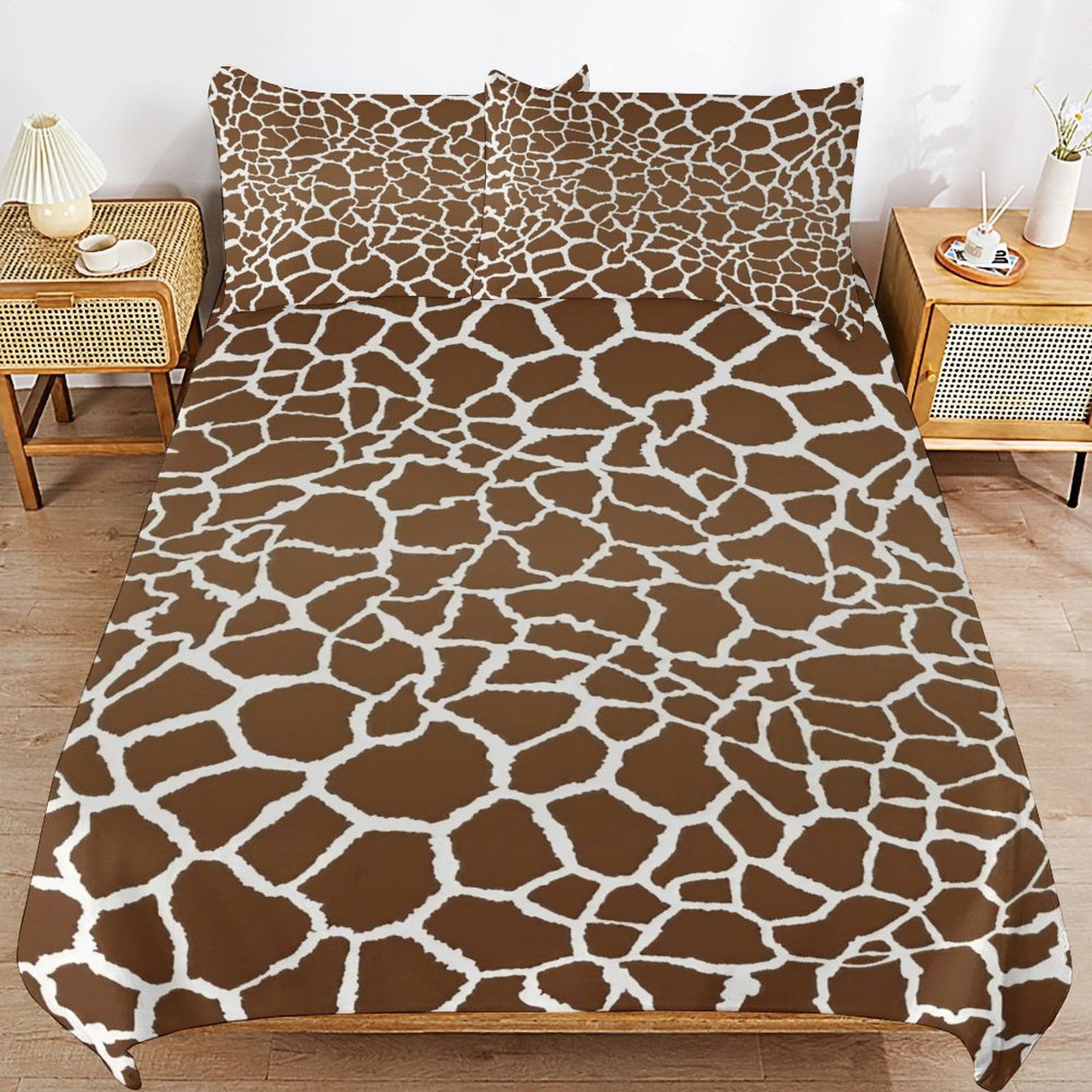 Giraffe Pattern Set Duvet Cover Themed Multicolor Polyester Bedding Set Duvet Cover for Full Size