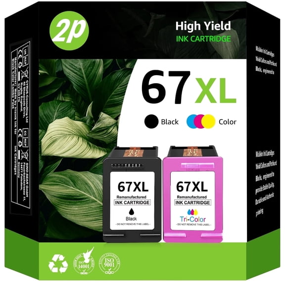 67XL Ink Cartridges Compatible for HP67 Ink Cartridges for 6000 6052 6058 6452 1255 2700 2732 2752e