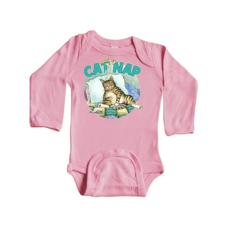 

Inktastic Cat Nap Cute Sleeping Cat Gift Baby Boy or Baby Girl Long Sleeve Bodysuit
