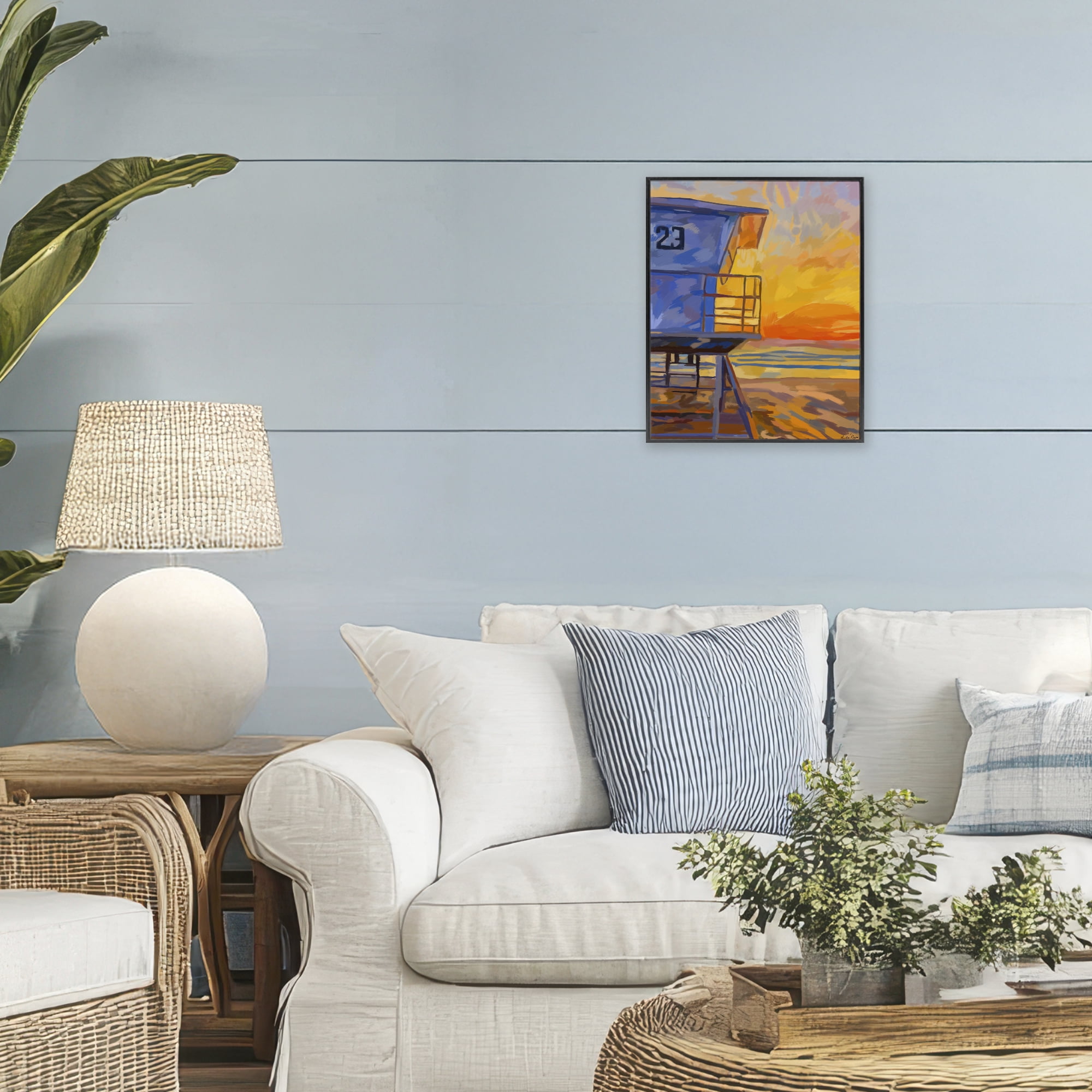 Stupell Industries Lifeguard Stand Sunset Black Framed Giclee Art, design by Amelia Noyes