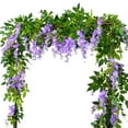 thumbnail image 2 of RotHome Artificial Wisteria Hanging Flowers Silk Vine Garland Faux Purple Wisteria Flowers Vines for Wedding Arch Party Garden Home Decor Table Backdrop 1 Pc, 2 of 5