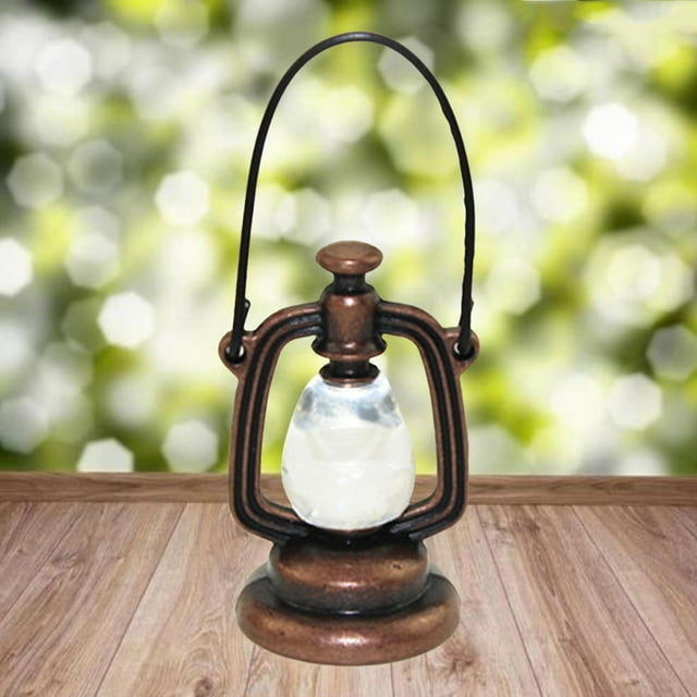 Mini lámpara de aceite 1:12 accesorios de decoración de muebles modelo de adorno lámpara de aceite de muñec , Cobre Hugo Lámpara de casa de muñecas