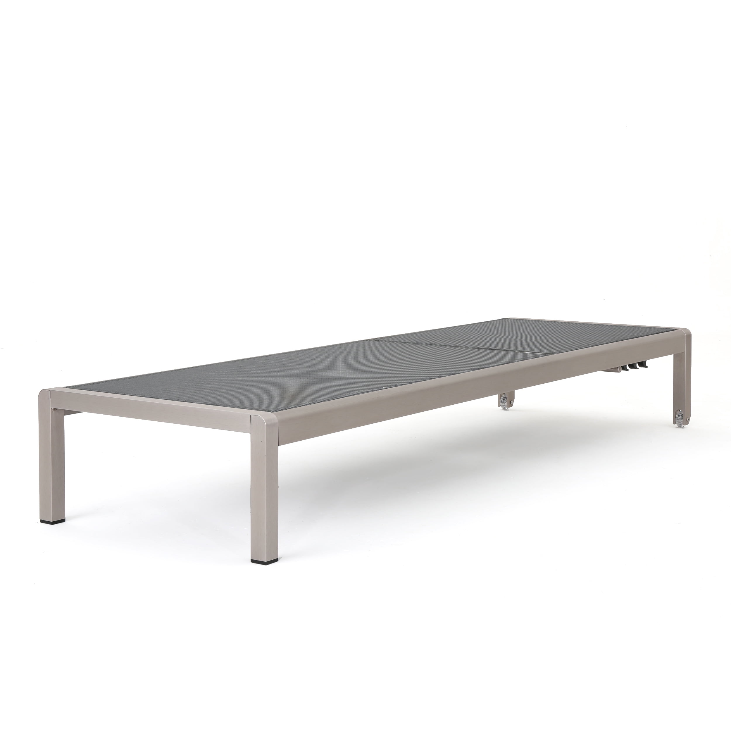 Miller Outdoor Mesh Chaise Lounge, Set of 2, Dark Grey, Silver