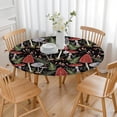 thumbnail image 3 of Red Mushroom Fern Black Pattern Round Fitted Tablecloth with Elastic Edge,Dining Table Cover Waterproof,Outdoor Round Tablecloth for Camping,Dining,Indoor and Outdoor, 3 of 7