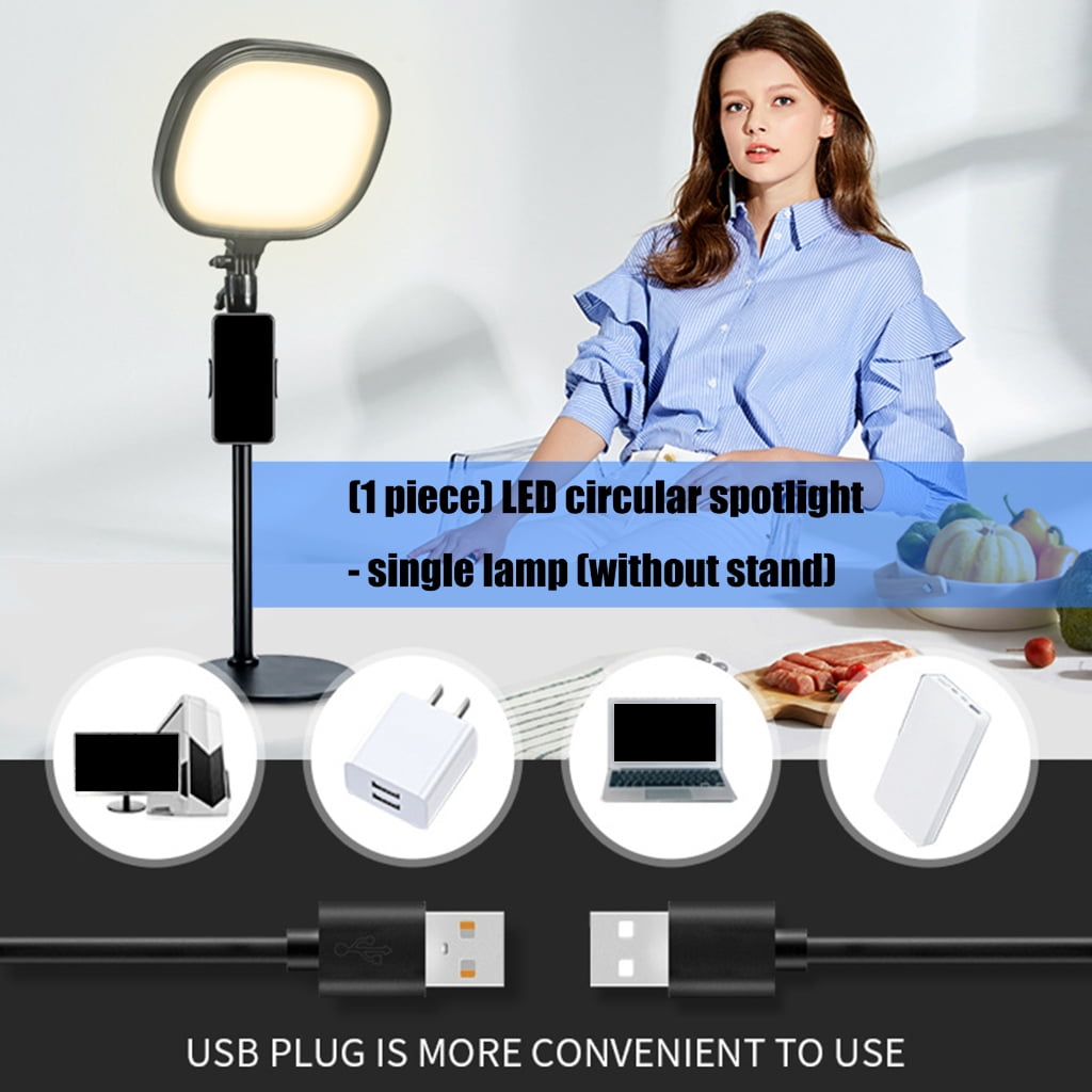 Zeiwohndc Professional LED Round Light 3 Color Temperatures Modifiable Stand Phone Owner