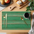 thumbnail image 2 of Green Wood Grain Placemats Set of 8, Farmhouse Texture Vintage Country Placemats for Dining Table, Place Mats for Kitchen Tabletop, Waterproof Wipeable Dining Table Mats Set, 2 of 9