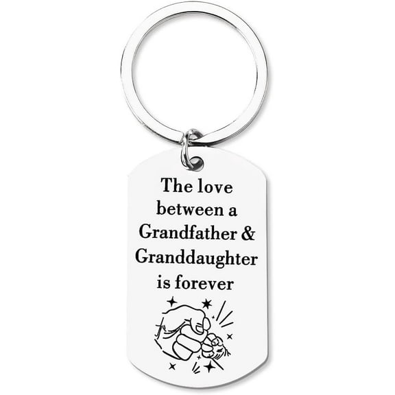 Fathers Day Gift Keychain for Grandpa Granddaughter The Love Between a Grandfather ＆ Granddaughter is Forever Keyring for Granddaughter Grandfather Christmas Birthday Gift