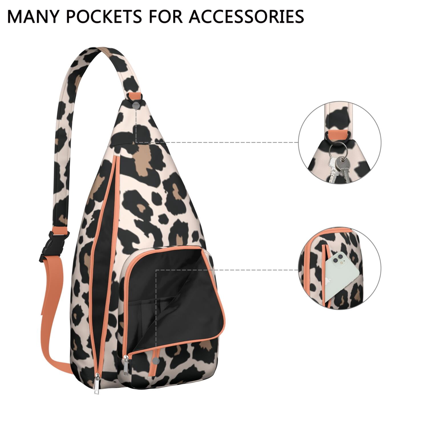Textured Cheetah Chest Bag - 3D-Embossed Animal Print Sling Backpack (Luxury Tactile Design, Water-Resistant)
